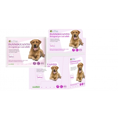 Pannoguanto al te' verde e camomilla per l'igiene quotidiana del cucciolo
